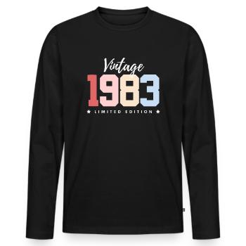 40 ans né en 1983 rétro 40e anniversaire - T-shirt manches longues Premium bio Homme - noir - Devant - Nico (187cm)