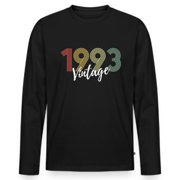 30 ans né en 1993 rétro 30e anniversaire - T-shirt manches longues Premium bio Homme - noir - Devant - Nico (187cm)