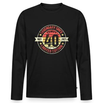 40 ans né en 1983 rétro 40e anniversaire - T-shirt manches longues Premium bio Homme - noir - Devant - Nico (187cm)