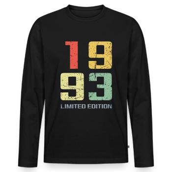 30 ans né en 1993 rétro 30e anniversaire - T-shirt manches longues Premium bio Homme - noir - Devant - Nico (187cm)