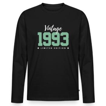 30 ans né en 1993 rétro 30e anniversaire - T-shirt manches longues Premium bio Homme - noir - Devant - Nico (187cm)