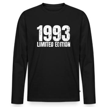 30 ans né en 1993 rétro 30e anniversaire - T-shirt manches longues Premium bio Homme - noir - Devant - Nico (187cm)
