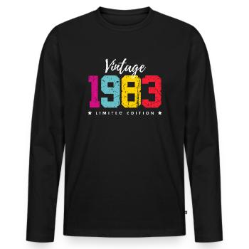 40 ans né en 1983 rétro 40e anniversaire - T-shirt manches longues Premium bio Homme - noir - Devant - Nico (187cm)
