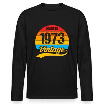 50 ans né en 1973 rétro 50e anniversaire - T-shirt manches longues Premium bio Homme - noir - Devant - Nico (187cm)