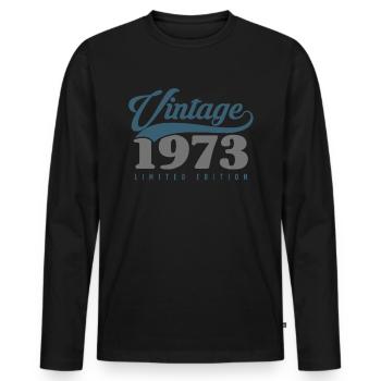 50 ans né en 1973 rétro 50e anniversaire - T-shirt manches longues Premium bio Homme - noir - Devant - Nico (187cm)