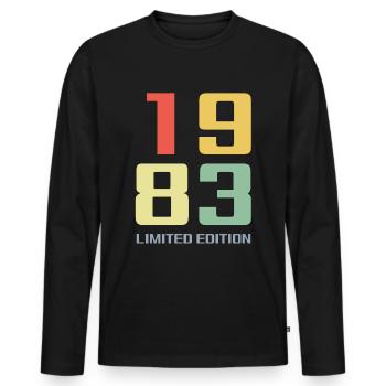 40 ans né en 1983 rétro 40e anniversaire - T-shirt manches longues Premium bio Homme - noir - Devant - Nico (187cm)