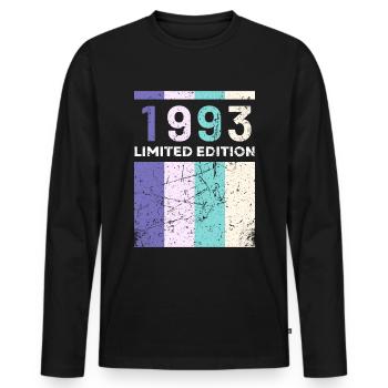 30 ans né en 1993 rétro 30e anniversaire - T-shirt manches longues Premium bio Homme - noir - Devant - Nico (187cm)