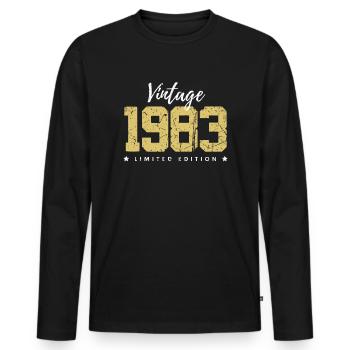 40 ans né en 1983 rétro 40e anniversaire - T-shirt manches longues Premium bio Homme - noir - Devant - Nico (187cm)