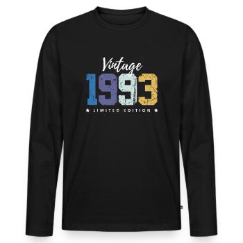 30 ans né en 1993 rétro 30e anniversaire - T-shirt manches longues Premium bio Homme - noir - Devant - Nico (187cm)