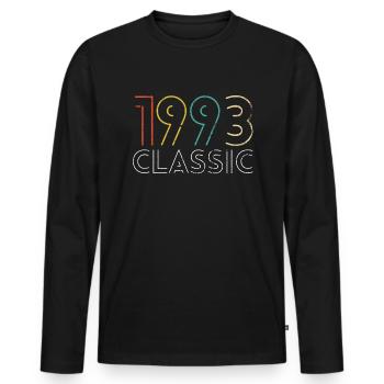30 ans né en 1993 rétro 30e anniversaire - T-shirt manches longues Premium bio Homme - noir - Devant - Nico (187cm)