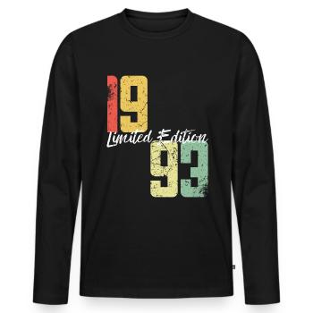 30 ans né en 1993 rétro 30e anniversaire - T-shirt manches longues Premium bio Homme - noir - Devant - Nico (187cm)