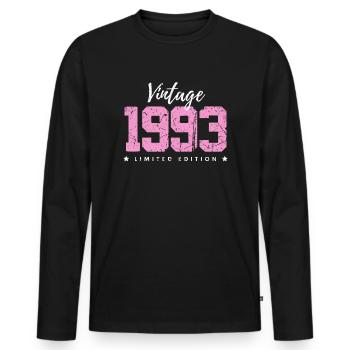 30 ans né en 1993 rétro 30e anniversaire - T-shirt manches longues Premium bio Homme - noir - Devant - Nico (187cm)