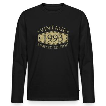 30 ans né en 1993 rétro 30e anniversaire - T-shirt manches longues Premium bio Homme - noir - Devant - Nico (187cm)