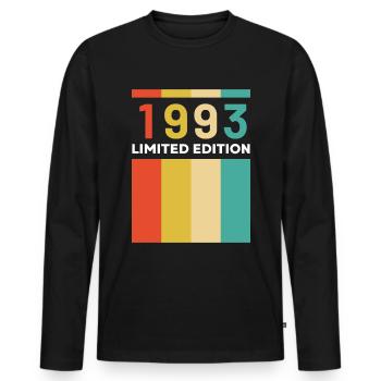 30 ans né en 1993 rétro 30e anniversaire - T-shirt manches longues Premium bio Homme - noir - Devant - Nico (187cm)