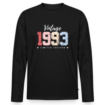 30 ans né en 1993 rétro 30e anniversaire - T-shirt manches longues Premium bio Homme - noir - Devant - Nico (187cm)