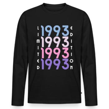 30 ans né en 1993 rétro 30e anniversaire - T-shirt manches longues Premium bio Homme - noir - Devant - Nico (187cm)