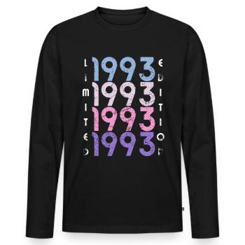 30 ans né en 1993 rétro 30e anniversaire - T-shirt manches longues Premium bio Homme - noir - Devant - Nico (187cm)