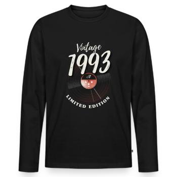 30 ans né en 1993 rétro 30e anniversaire - T-shirt manches longues Premium bio Homme - noir - Devant - Nico (187cm)
