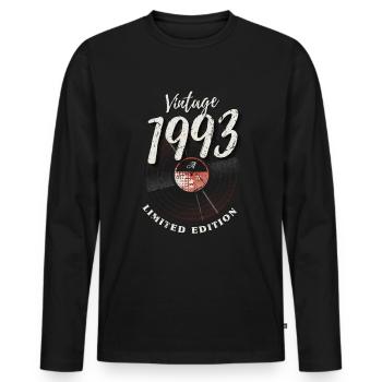 30 ans né en 1993 rétro 30e anniversaire - T-shirt manches longues Premium bio Homme - noir - Devant - Nico (187cm)