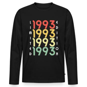 30 ans né en 1993 rétro 30e anniversaire - T-shirt manches longues Premium bio Homme - noir - Devant - Nico (187cm)