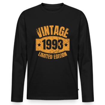30 ans né en 1993 rétro 30e anniversaire - T-shirt manches longues Premium bio Homme - noir - Devant - Nico (187cm)