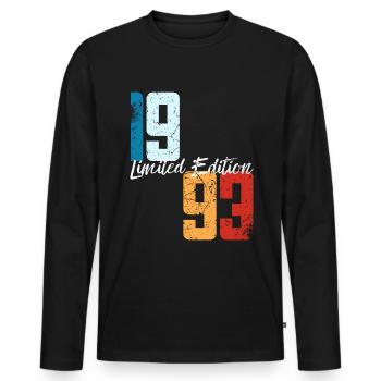 30 ans né en 1993 rétro 30e anniversaire - T-shirt manches longues Premium bio Homme - noir - Devant - Nico (187cm)