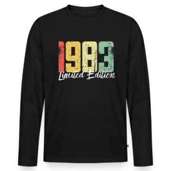 40 ans né en 1983 rétro 40e anniversaire - T-shirt manches longues Premium bio Homme - noir - Devant - Nico (187cm)
