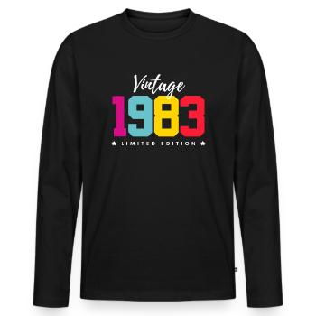 40 ans né en 1983 rétro 40e anniversaire - T-shirt manches longues Premium bio Homme - noir - Devant - Nico (187cm)