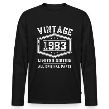 40 ans né en 1983 rétro 40e anniversaire - T-shirt manches longues Premium bio Homme - noir - Devant - Nico (187cm)