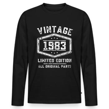 40 ans né en 1983 rétro 40e anniversaire - T-shirt manches longues Premium bio Homme - noir - Devant - Nico (187cm)