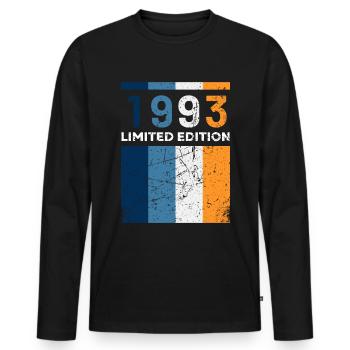 30 ans né en 1993 rétro 30e anniversaire - T-shirt manches longues Premium bio Homme - noir - Devant - Nico (187cm)