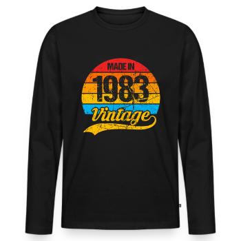 40 ans né en 1983 rétro 40e anniversaire - T-shirt manches longues Premium bio Homme - noir - Devant - Nico (187cm)