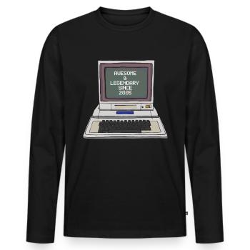 18ème Anniversaire Millésime 2005 - T-shirt manches longues Premium bio Homme - noir - Devant - Nico (187cm)