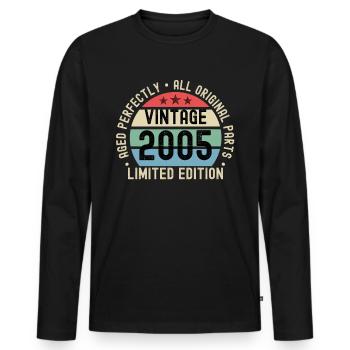 18ème Anniversaire Millésime 2005 - T-shirt manches longues Premium bio Homme - noir - Devant - Nico (187cm)