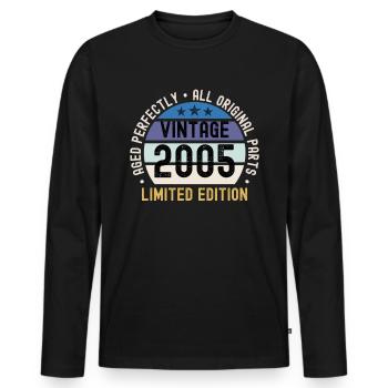18ème Anniversaire Millésime 2005 - T-shirt manches longues Premium bio Homme - noir - Devant - Nico (187cm)