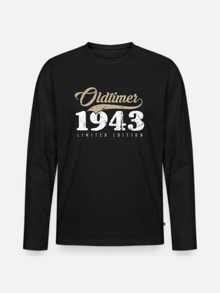 80e anniversaire millésime 1943 - T-shirt manches longues Premium bio Homme - noir