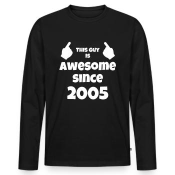 18ème Anniversaire Millésime 2005 - T-shirt manches longues Premium bio Homme - noir - Devant - Nico (187cm)
