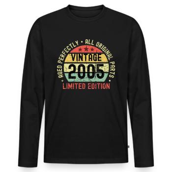 18ème Anniversaire Millésime 2005 - T-shirt manches longues Premium bio Homme - noir - Devant - Nico (187cm)