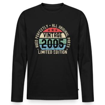 18ème Anniversaire Millésime 2005 - T-shirt manches longues Premium bio Homme - noir - Devant - Nico (187cm)