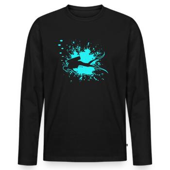 diving, scuba diver, dive - Männer Premium Bio Langarmshirt - Schwarz - Vorne - Nico (187cm)