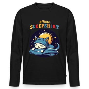 T-shirt de sommeil officiel Cat - T-shirt manches longues Premium bio Homme - noir - Devant - Nico (187cm)