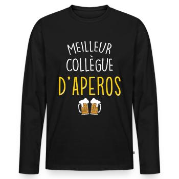 Mon meilleur collègue d'apéro je l'aime bien - T-shirt manches longues Premium bio Homme - noir - Devant - Nico (187cm)