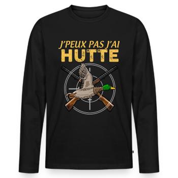 Chasseur De Canard Saison Chasse - T-shirt manches longues Premium bio Homme - noir - Devant - Nico (187cm)