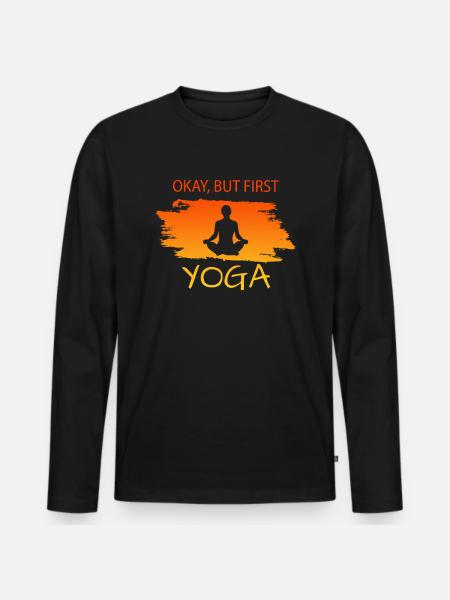 YOGA - Männer Premium Bio Langarmshirt - Schwarz