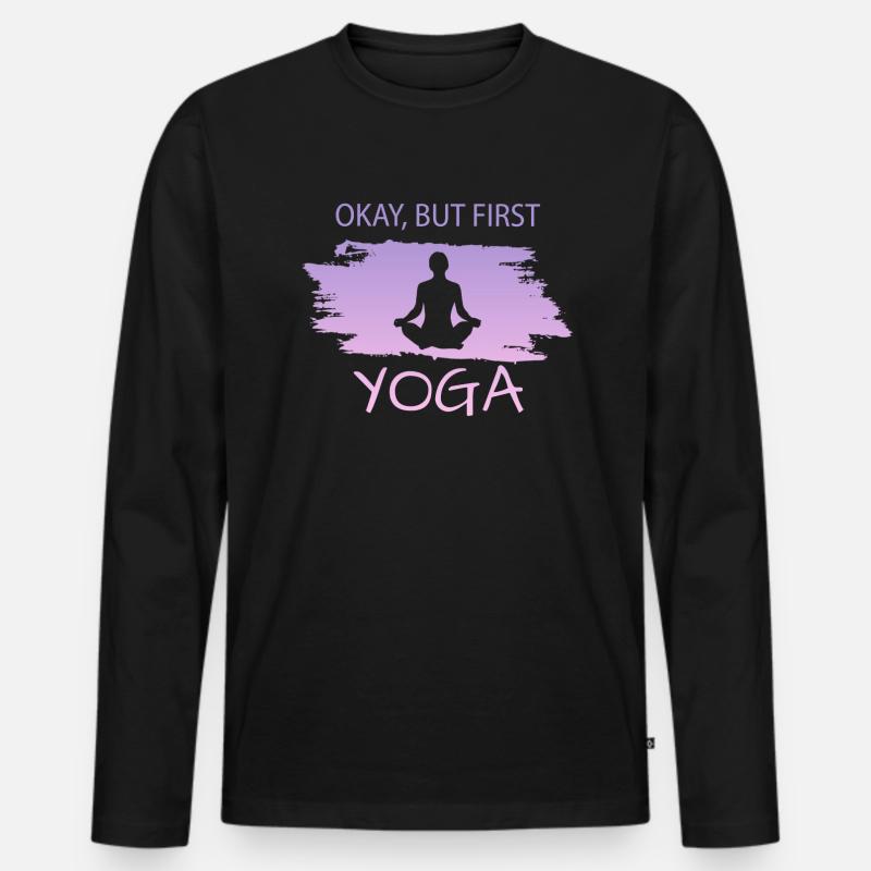 Yoga - Männer Premium Bio Langarmshirt - Schwarz