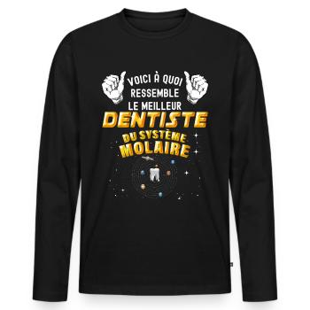 Male Dentist Solar Molar System - Men's Premium Organic Long Sleeve Shirt - black - Front - Nico (187cm)