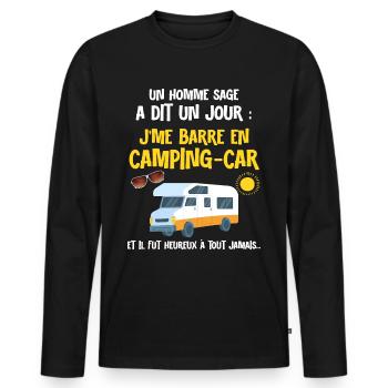 Motorhome Man Wise Retirement Papa Grandpa Uncle - Men's Premium Organic Long Sleeve Shirt - black - Front - Nico (187cm)