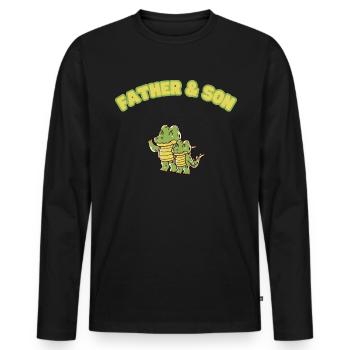 Crocodile Aligator Family Father & Son - Men's Premium Organic Long Sleeve Shirt - black - Front - Nico (187cm)