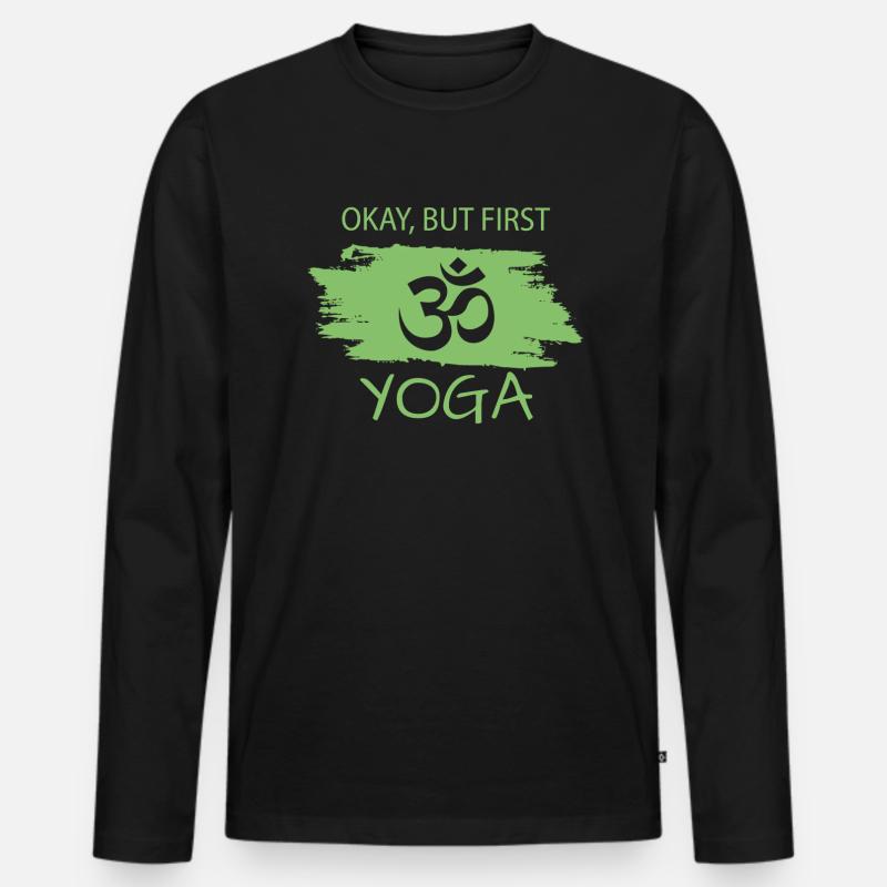 Yoga - Männer Premium Bio Langarmshirt - Schwarz