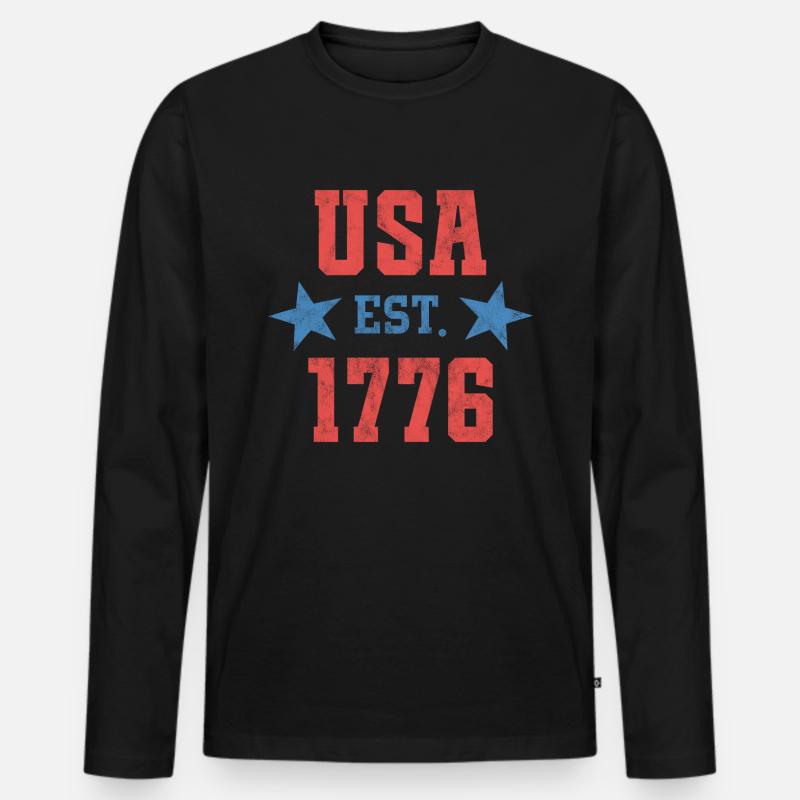 USA Est 1776 - Männer Premium Bio Langarmshirt - Schwarz